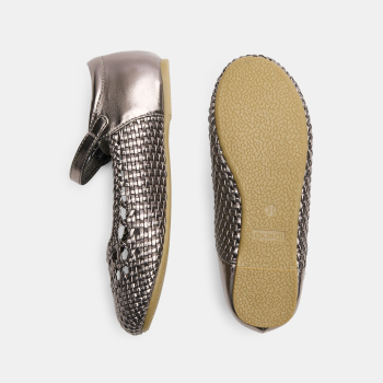 حذاء باليرينا مضفر باللون الرمادي للفتيات